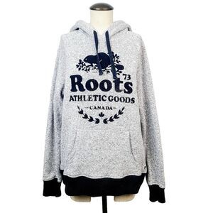 Roots Hoodie Sweatshirt‎ M Gray Athletic Goods Sweater Knit Warm Pocket Pullover
